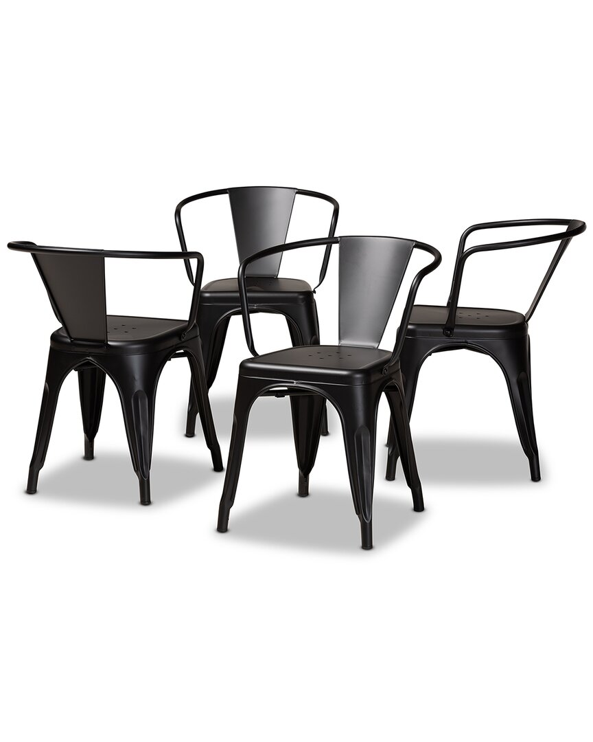 Design Studios Ryland Modern Industrial Black Finished Metal 4-piece Dining Chair Set