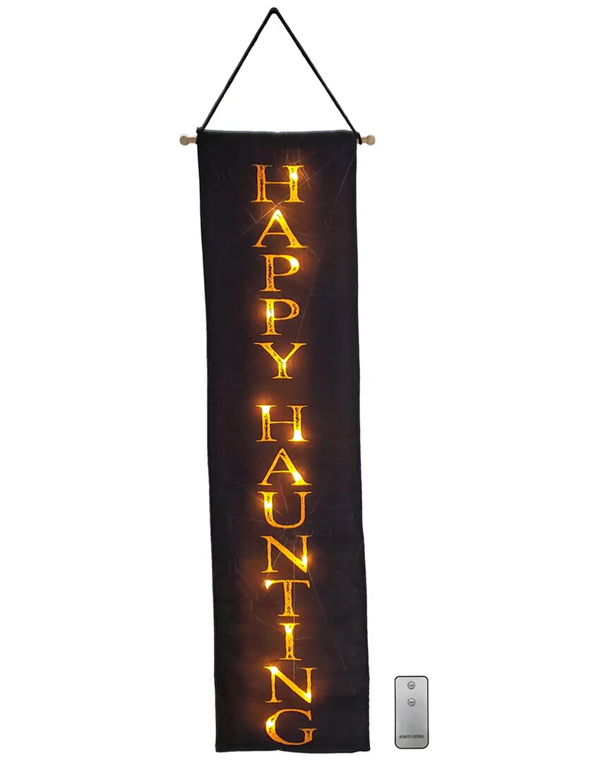 Lumabase Battery-operated Lighted Happy Haunting Wall Banner In Black