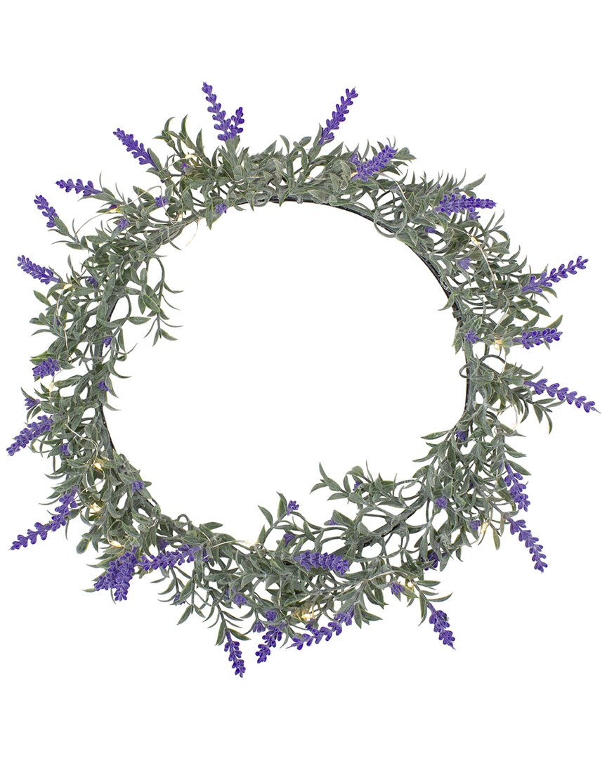 Northlight Pre-lit Battery Operated Lavender Wreath In Green