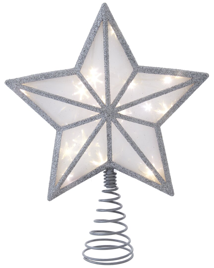 Kurt Adler Enchanting 11.5-inch Ul 20-light Warm White Fairy Led Silver Glitter 5-point Star Tree To In White