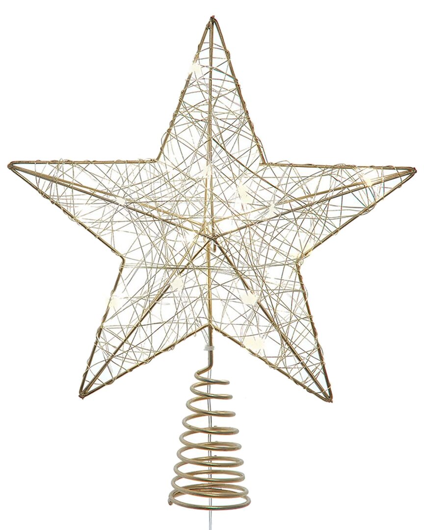 Kurt Adler 11.8-inch Battery Operated 5-point Metal Star Tree Topper In Gold