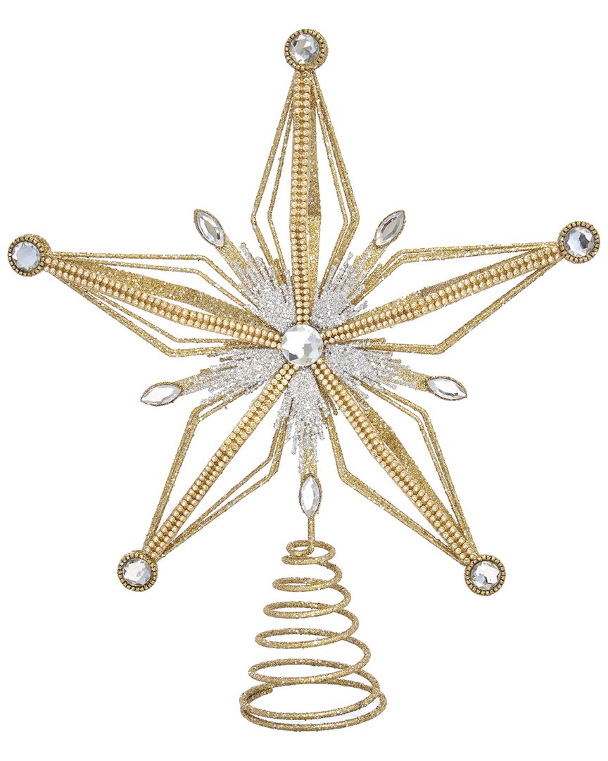 Kurt Adler 12.5-inch Gold & Silver Star Tree Topper In Gold