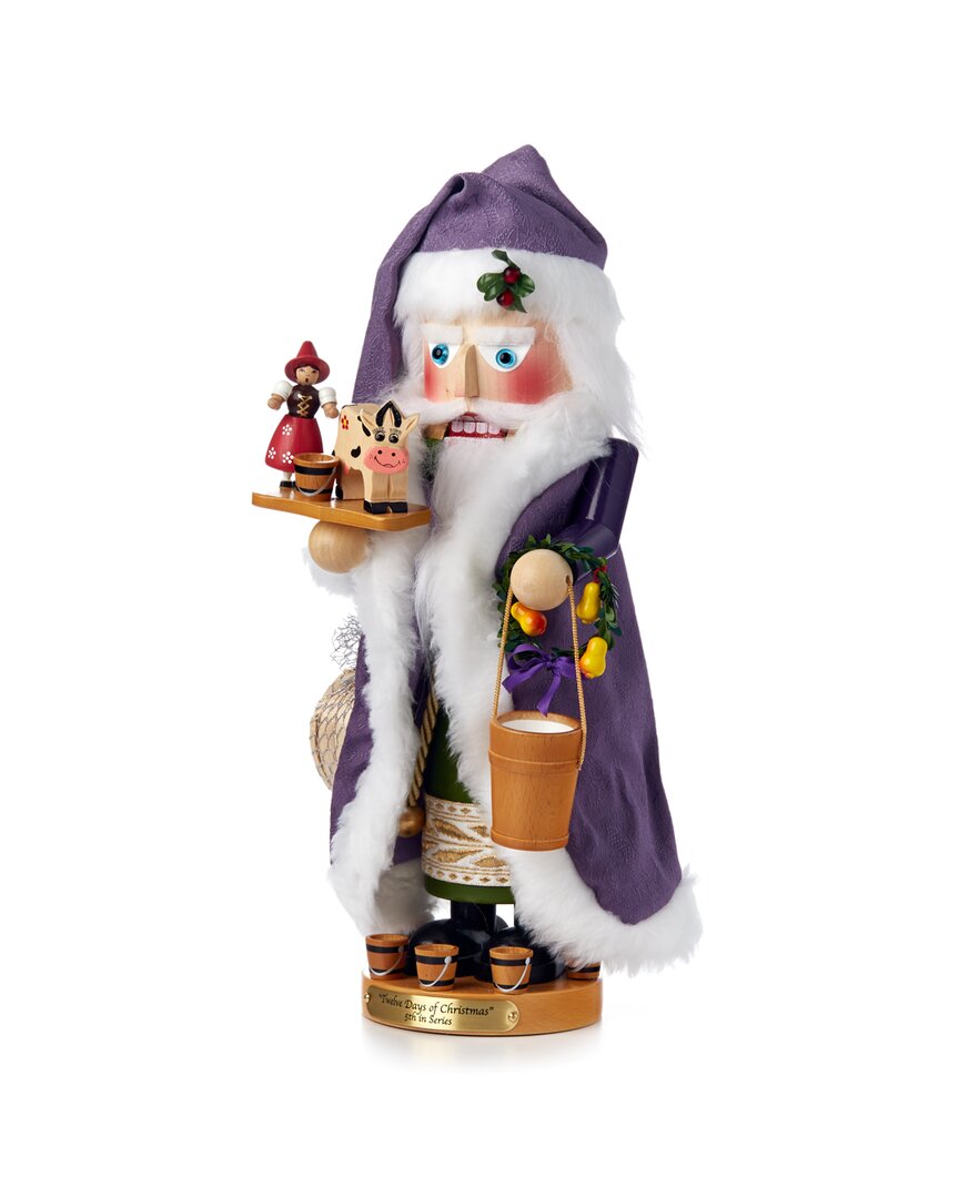 Kurt Adler 18-inch Steinbach 12 Days Of Christmas Musical Nutcracker, Part 5 In Multi