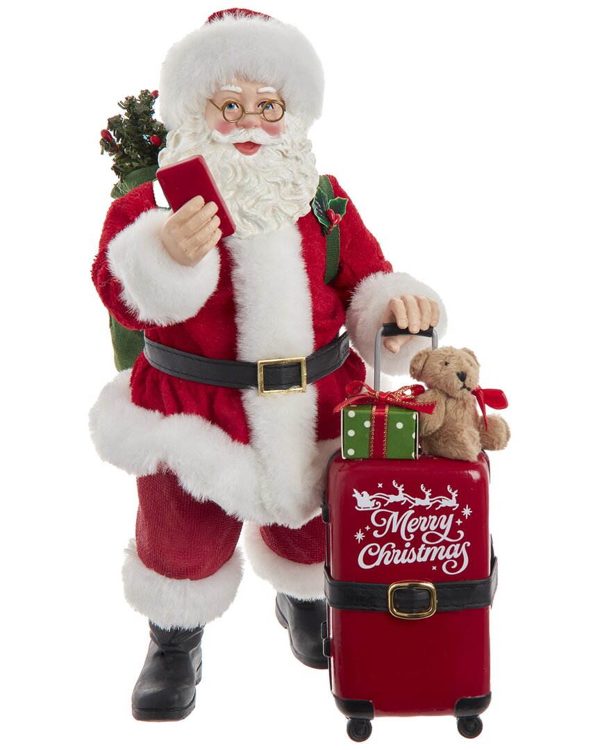Kurt Adler 10.5-inch Fabriché Santa With Red Luggage In Red