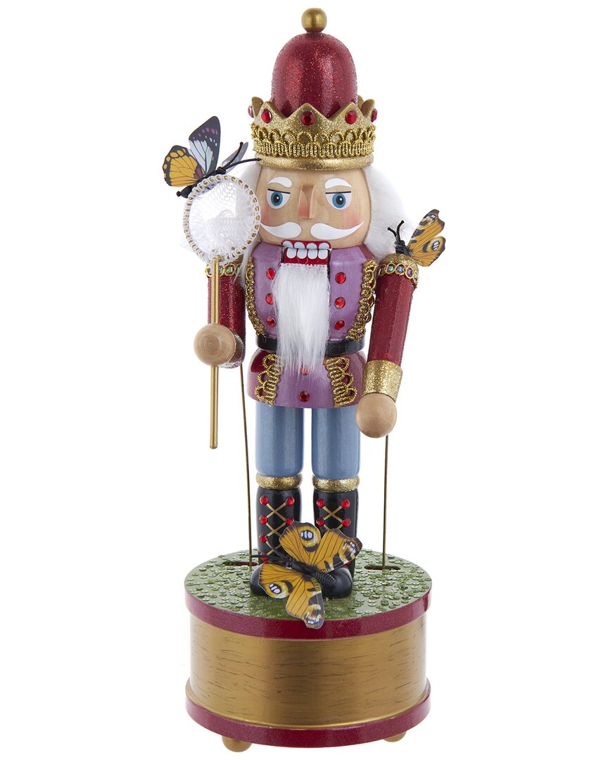 Kurt Adler 12-inch Wind-up Musical Butterfly Catcher Nutcracker In Multi