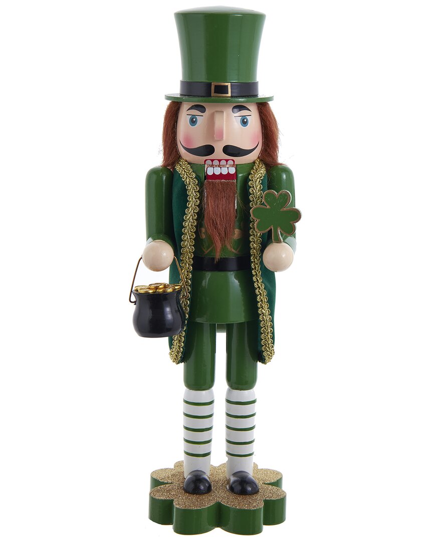 Kurt Adler 14-inch Leprechaun Soldier Nutcracker In Green