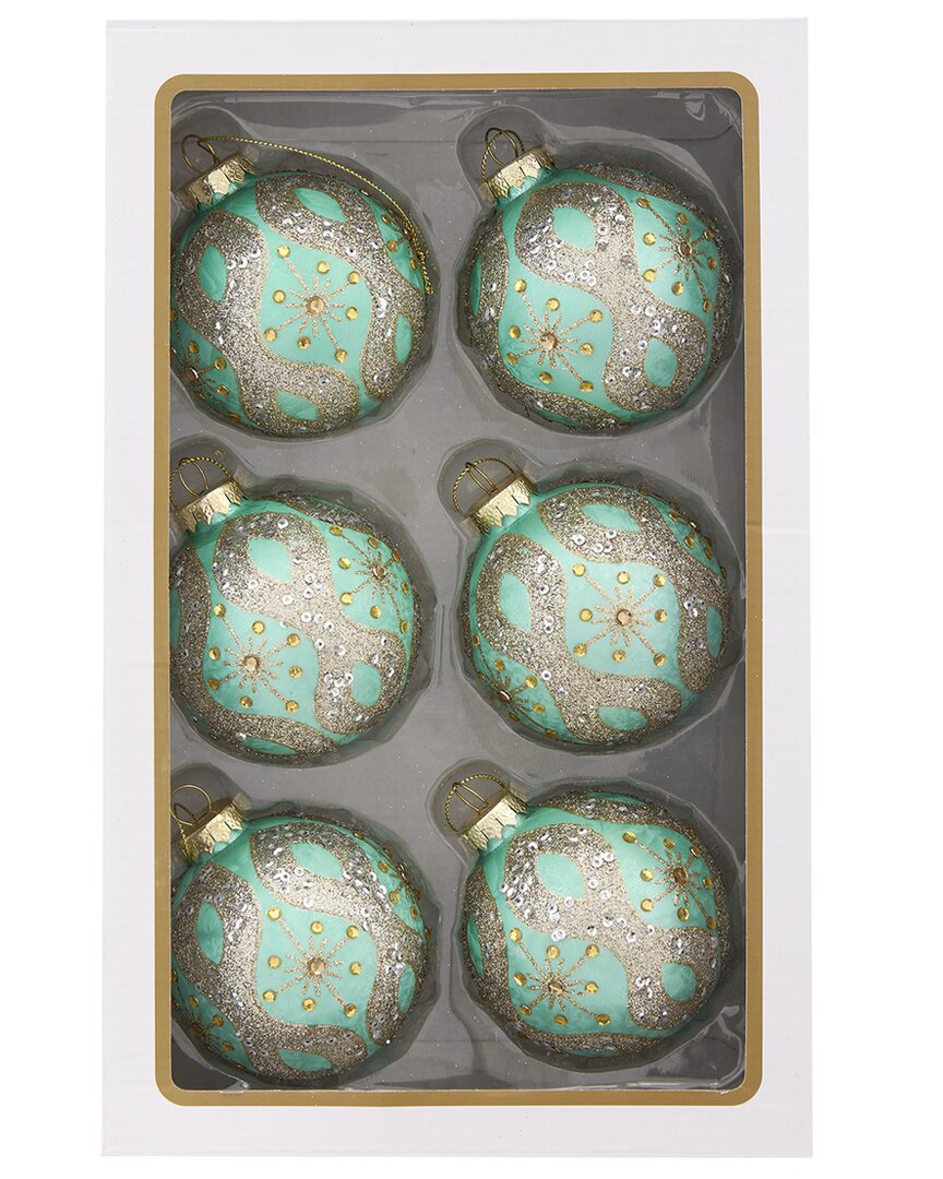 Kurt Adler 80mm Glass Red & Green Decorative Ball Ornaments, 6pc Set In Green