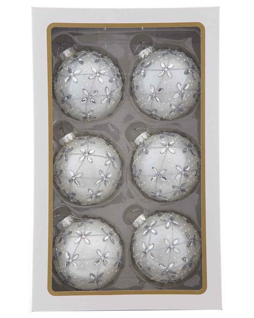 Kurt Adler 80mm Glass Silver & Gold Ball Ornaments, 6pc Set In Silver