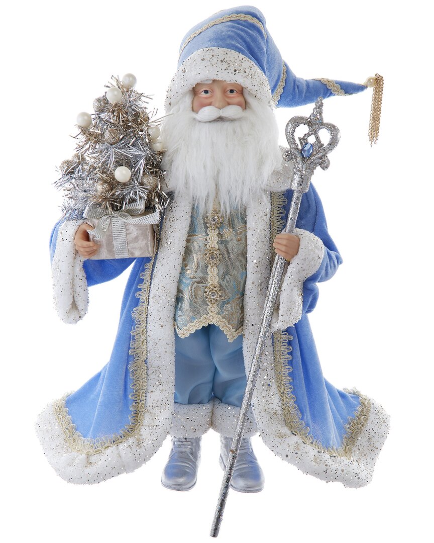 Kurt Adler 18-inch Kringles Blue & Platinum Santa In Blue