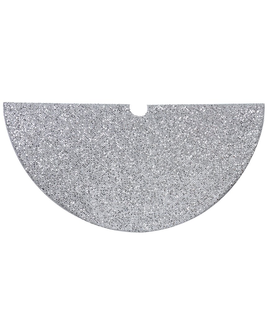 Kurt Adler 48-inch Silver Sequined Tree Skirt In Metallic