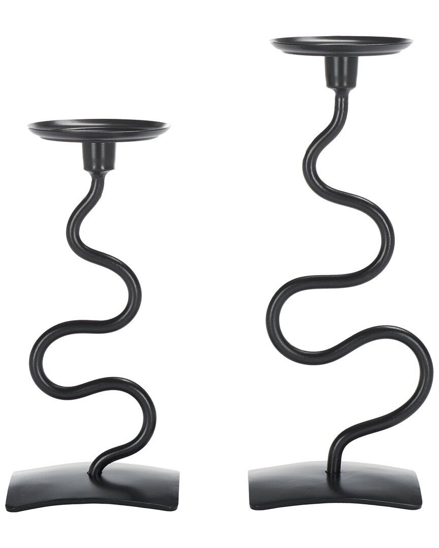 Safavieh Set Of 2 Nisi Dual Use Candlesticks In Black