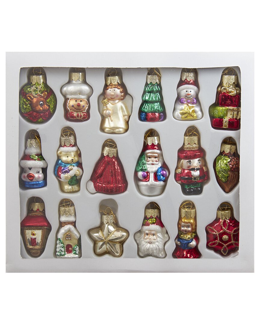 Kurt Adler 2-2.5-inch Mini Christmas Shape Glass Ornaments In Multi