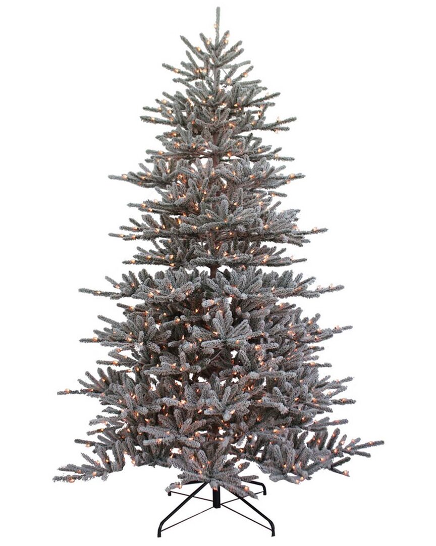 Kurt Adler 9-foot Pre-lit Flocked Vail Pine Tree In Green