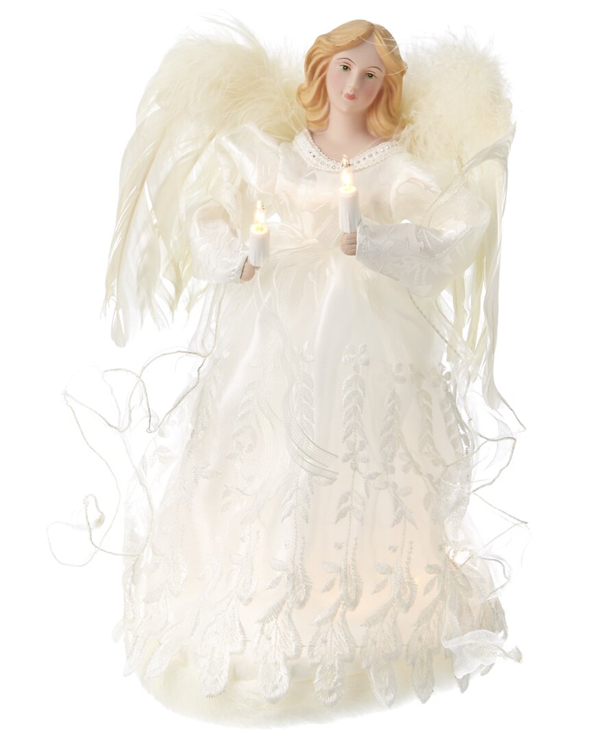 Kurt Adler 12-inch 10-light Ivory Angel Treetop In White