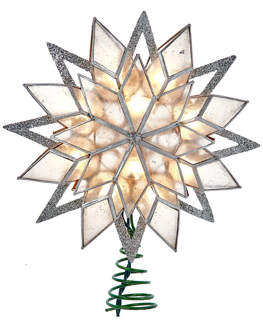 Kurt Adler 10-light Bethlehem Capiz Star Multi-tip Treetop In Silver