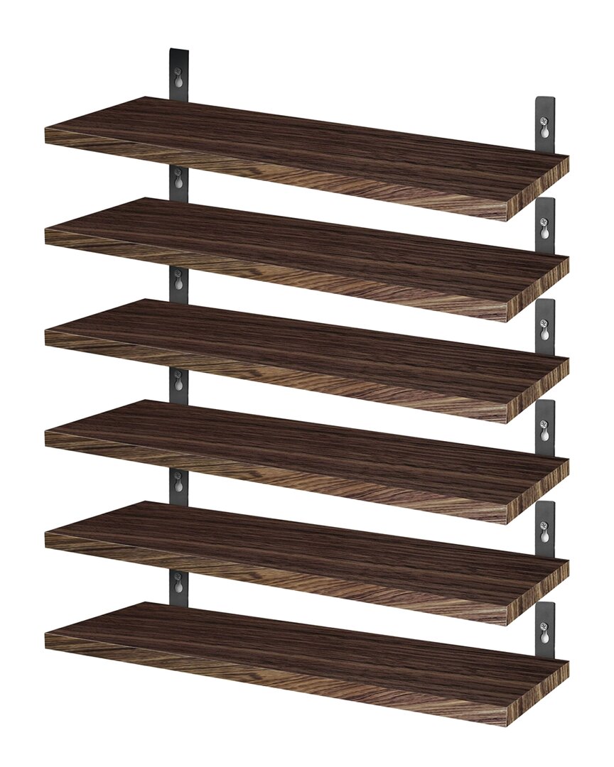 Fresh Fab Finds Pack Of 6 Floating Shelves In Brown