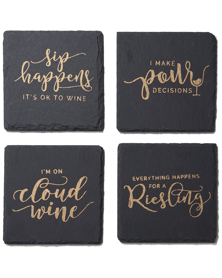 American Atelier Cloud Wine Slate Coasters In Black