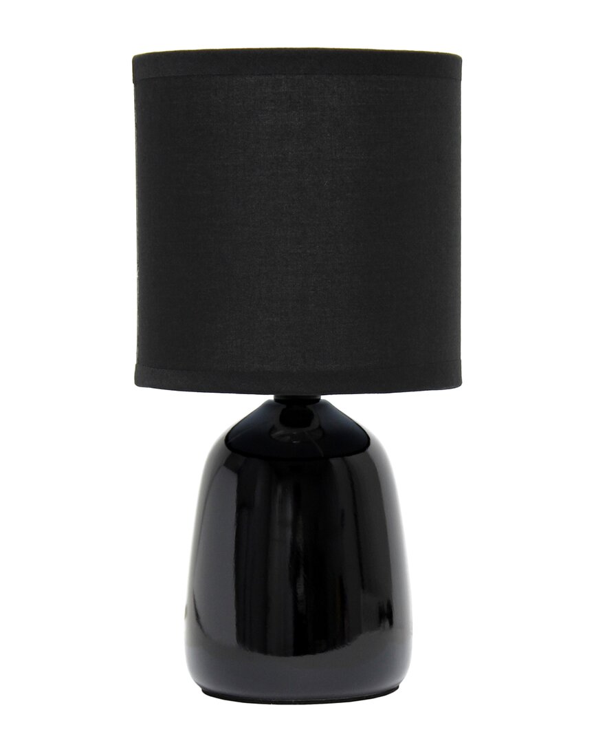 Lalia Home Simple Designs 10.04 Tall Traditional Ceramic Thimble Base Bedside Table Desk Lamp In Black