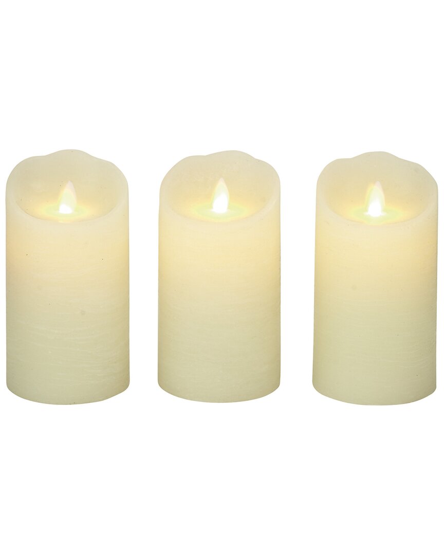Peyton Lane Set Of 3 Traditional Cylinder Wax Flameless Candle With Remote Control In Beige