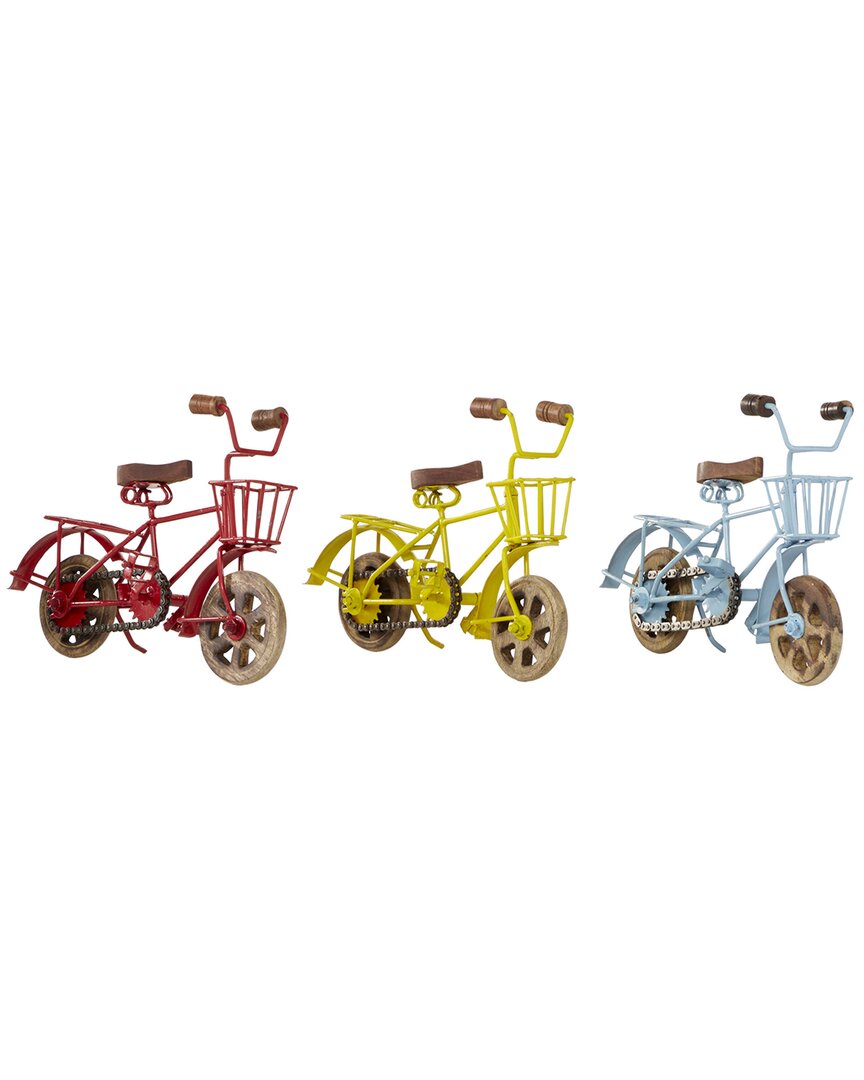 Peyton Lane Set Of 3 Vintage Bicycle Metal Sculpture In Multi