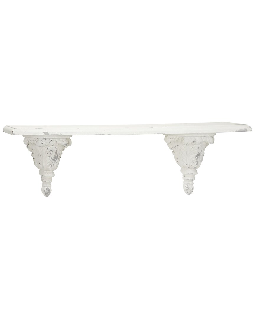 Peyton Lane Vintage Rectangle Wood Wall Shelf In White