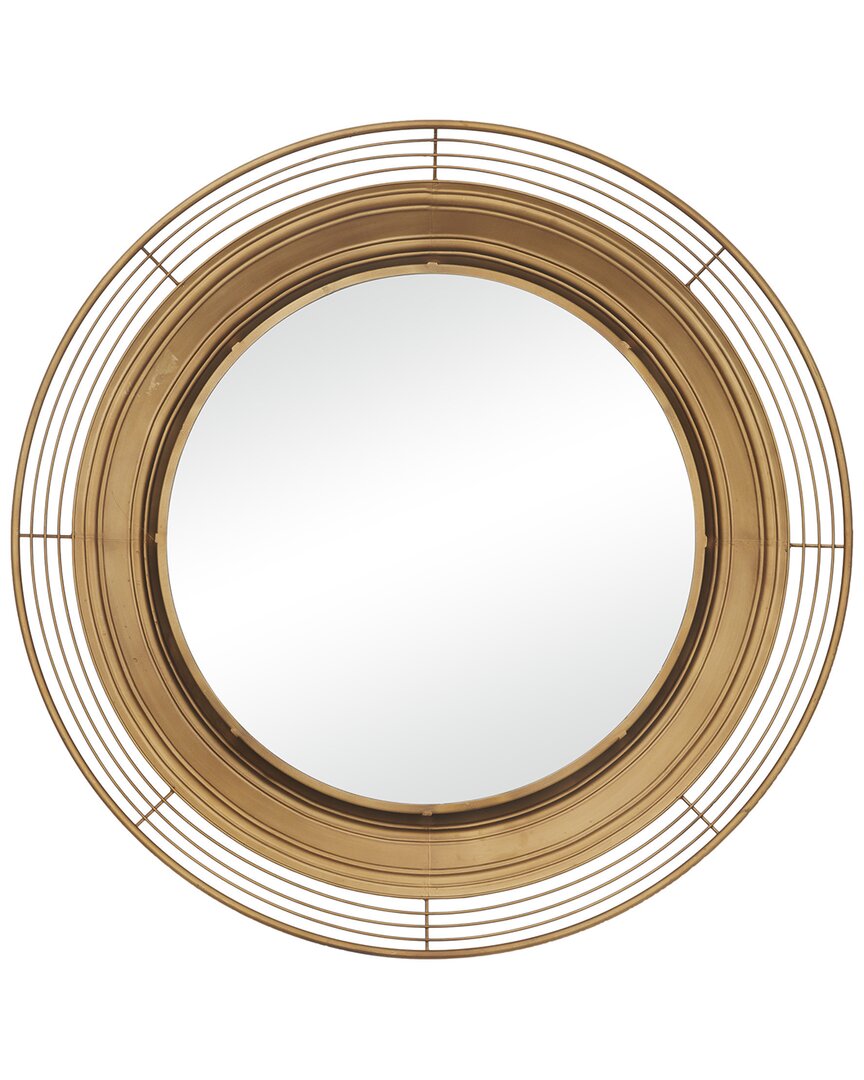 Peyton Lane Bohemian Round Metal Wall Mirror In Brown