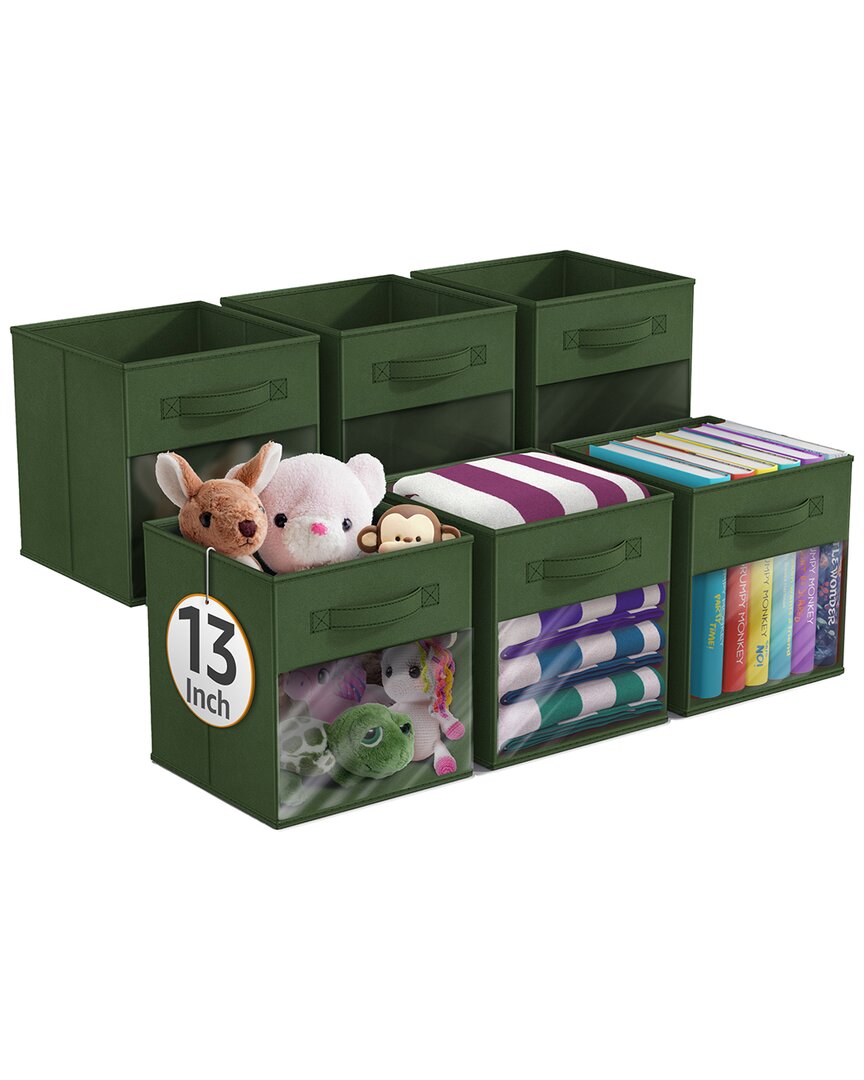 Sorbus 13in 6 Pack Collapsible Fabric Storage Bins In Green