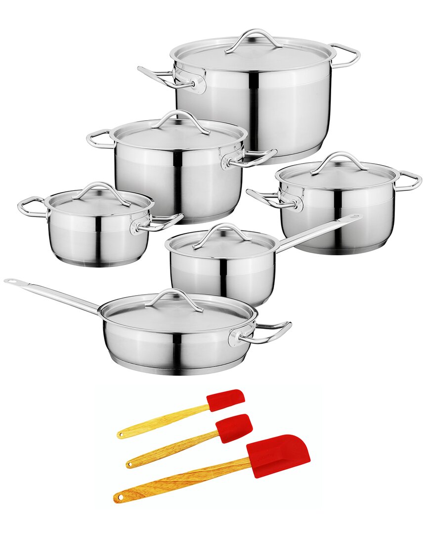 Berghoff Essentials Hotel Stainless Steel 15pc Cookware Set In Metallic