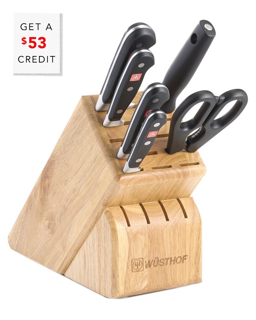 Wusthof Classic 7pc Black Knife Block Set With $53 Credit In Multi