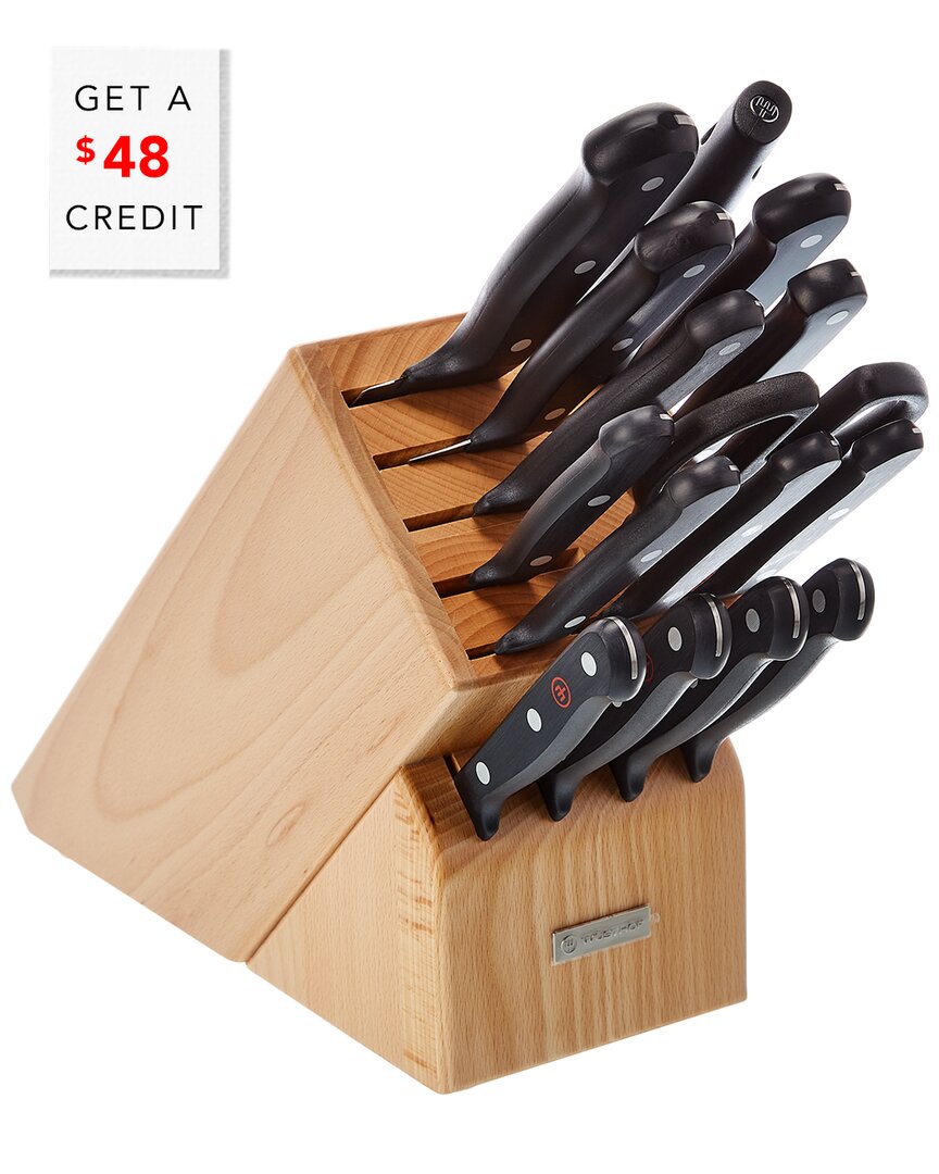 Wusthof Gourmet 16pc White Knife Block Set, Acacia With $48 Credit In Black