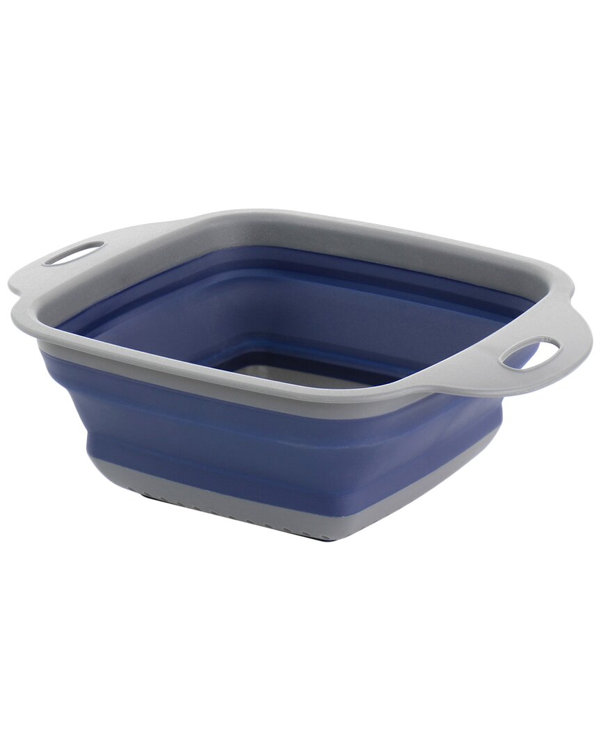 Oster Marine Collapsible Square Plastic Colander In Blue