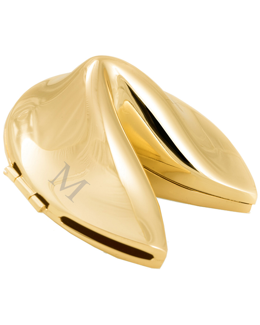Bey-berk Monogrammed Gold Plated Fortune Cookie Box, (a-z)