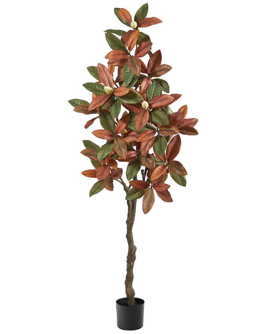 Nearly Natural 6ft. Fall Magnolia Artificial Tree In Brown