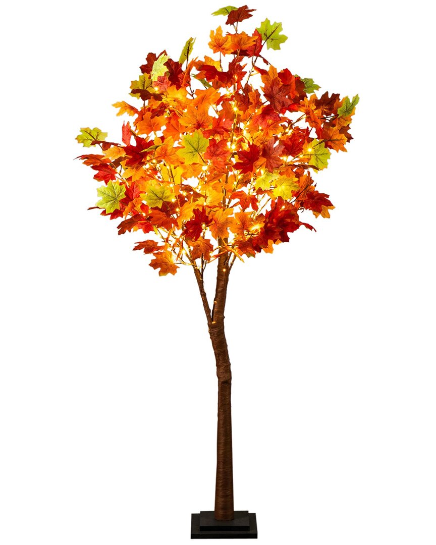 Nearly Natural 5ft. Pre-lit Shades Of Autumn Maple Artificial Fall Tree In Orange