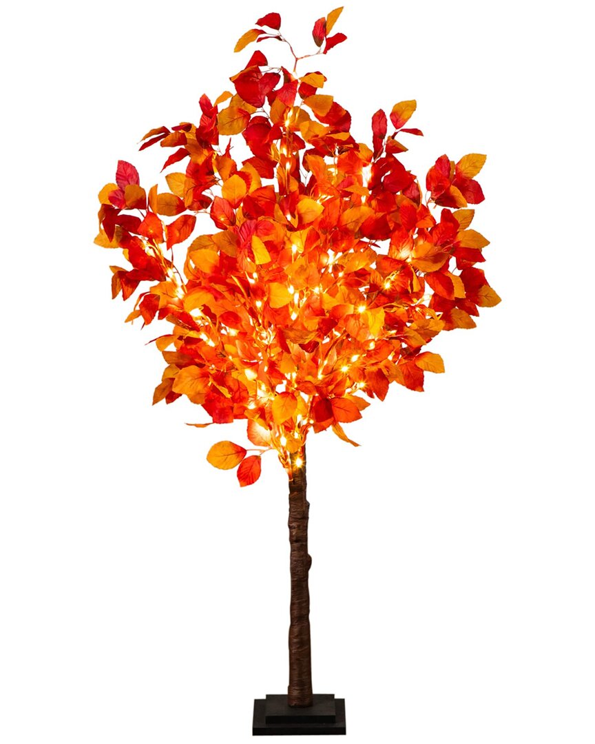 Nearly Natural 4ft. Pre-lit Autumn Artificial Fall Tree In Orange