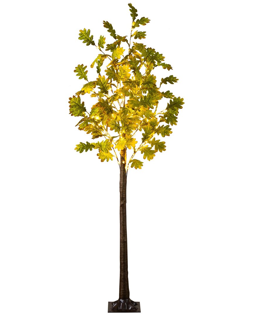 Nearly Natural 5ft. Pre-lit Green Autumn Oak Artificial Fall Tree In Green