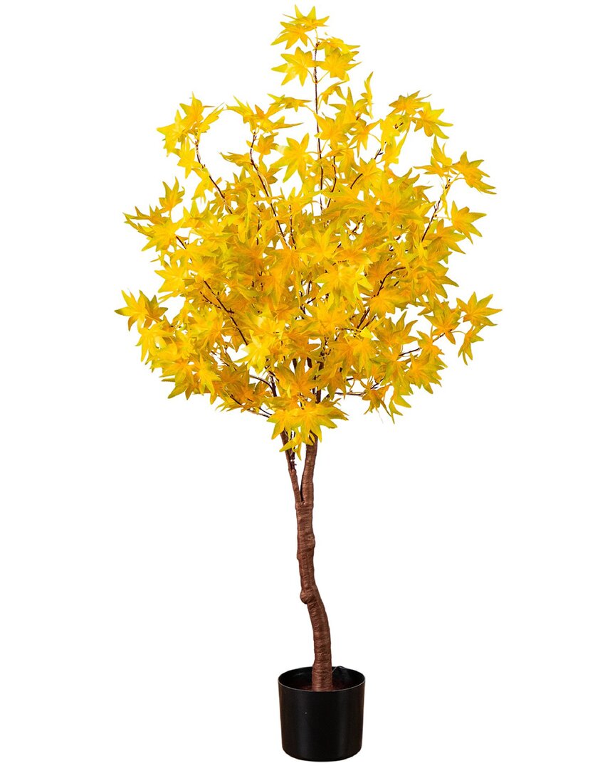 Nearly Natural 4ft. Pre-lit Yellow Autumn Maple Artificial Fall Tree In Yellow