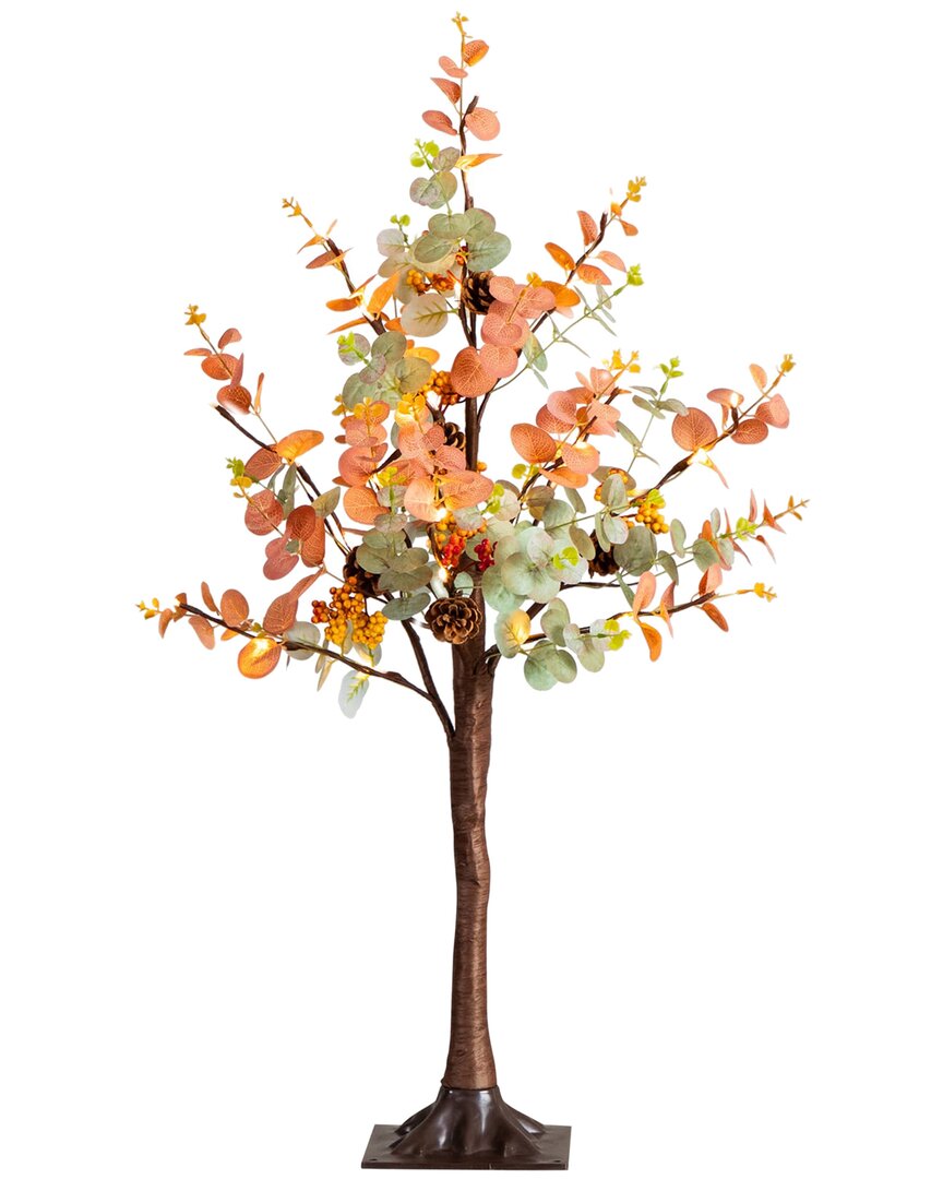 Nearly Natural 3ft. Pre-lit Autumn Eucalyptus Artificial Fall Tree In Multi