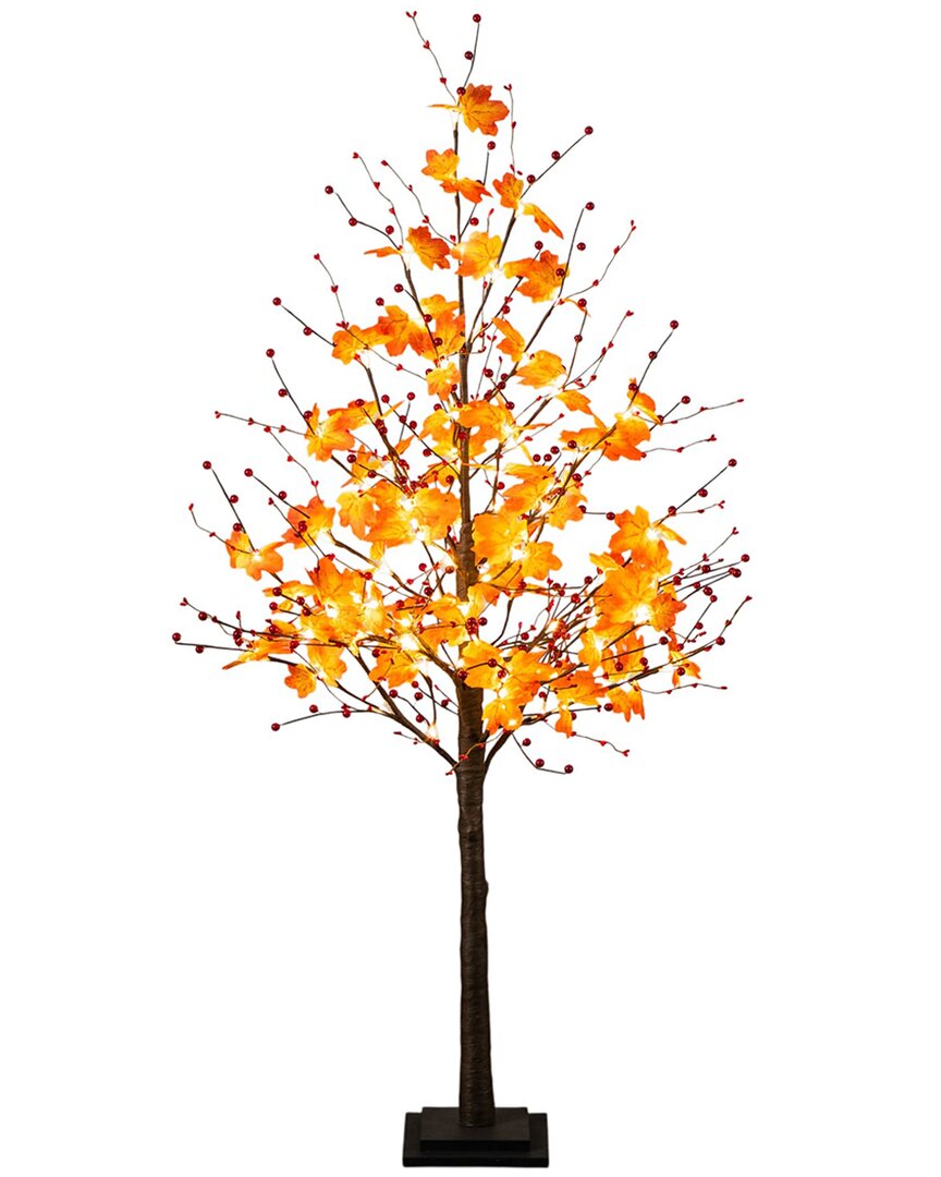 Nearly Natural 5ft. Pre-lit Autumn Maple Artificial Fall Tree In Orange