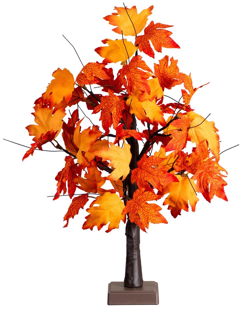 Nearly Natural 2ft. Pre-lit Bright Autumn Maple Artificial Fall Tree In Orange