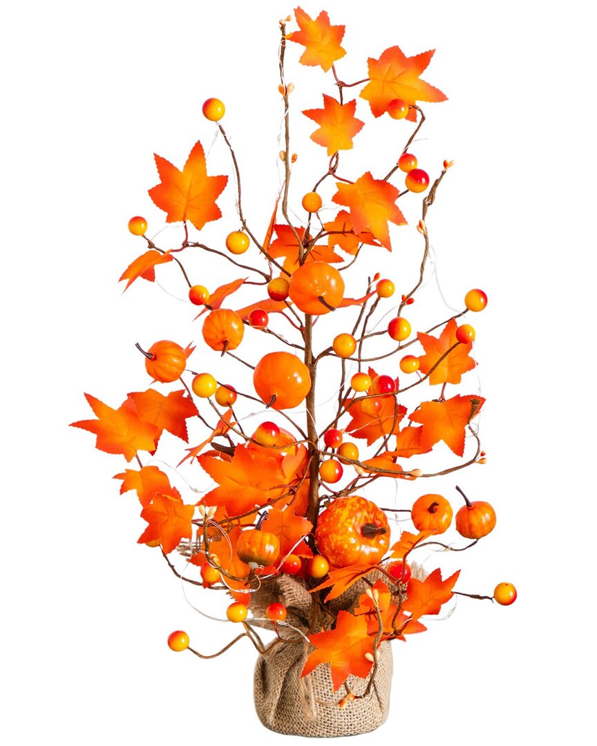 Nearly Natural 18in. Pre-lit Artificial Maple Tree In Orange