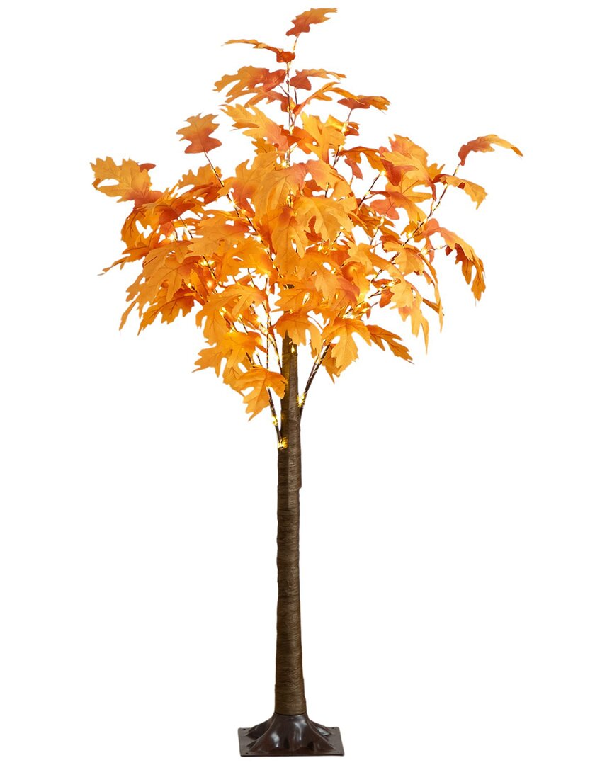 Nearly Natural 5ft. Pre-lit Autumn Maple Artificial Fall Tree In Orange