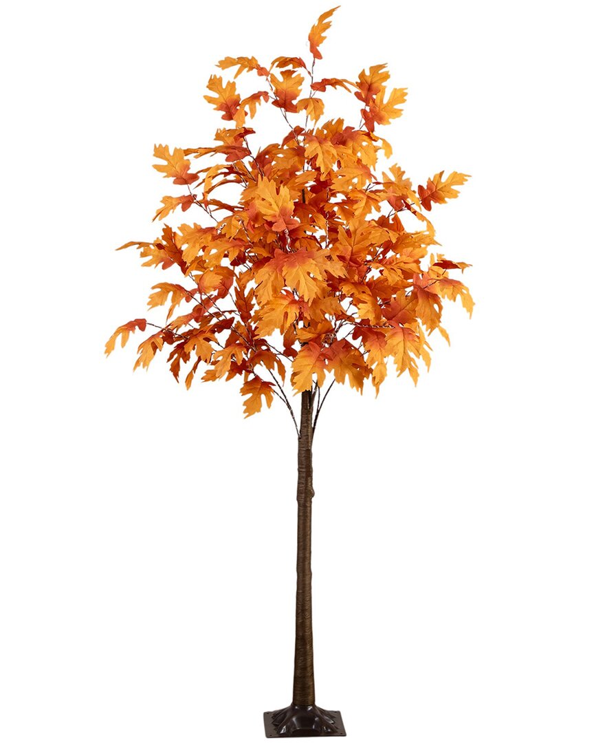 Nearly Natural 7ft. Pre-lit Autumn Maple Artificial Fall Tree In Orange