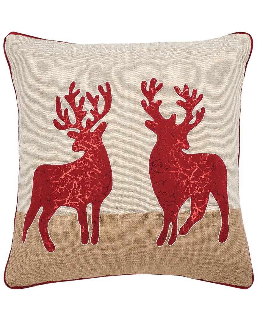 Safavieh Holiday Reindeer Pillow In Beige