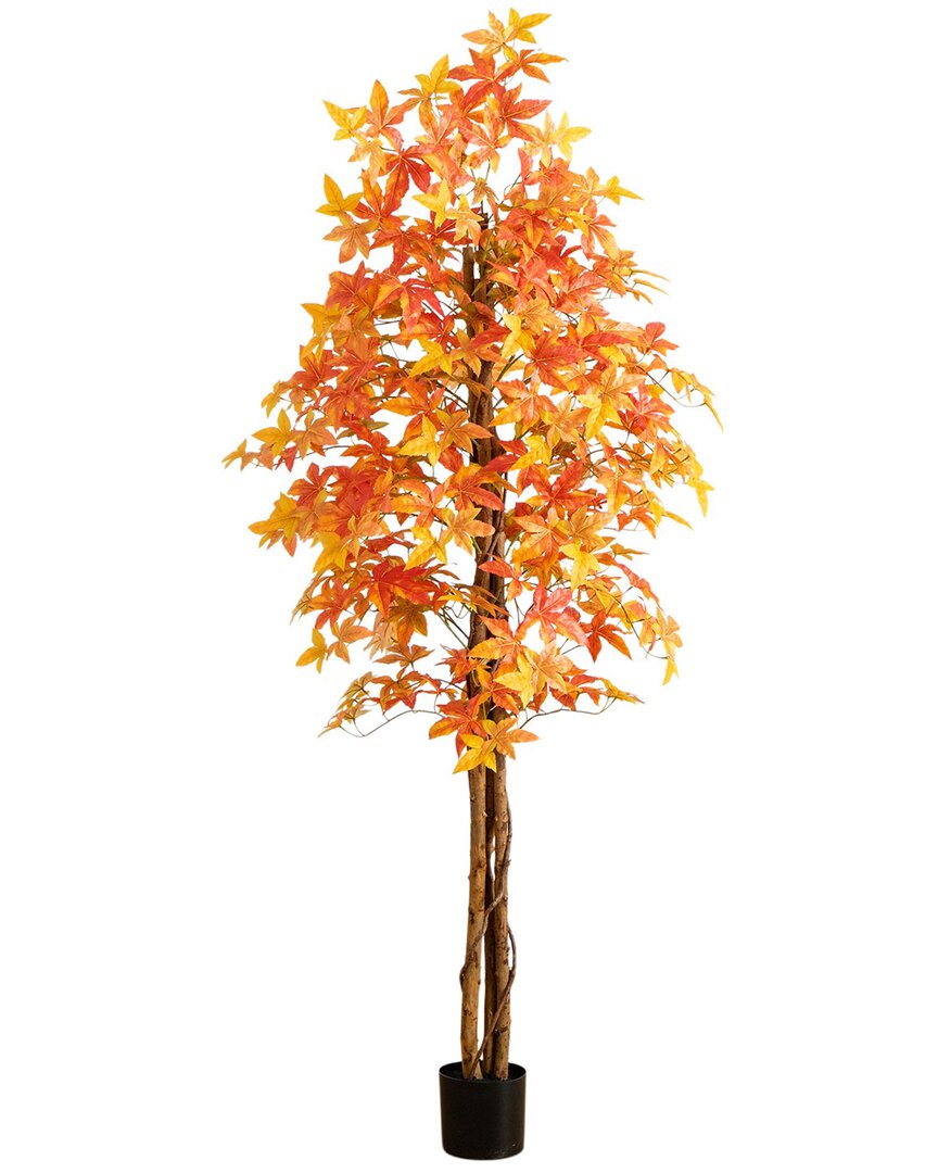 Nearly Natural 7ft. Autumn Deluxe Maple Artificial Fall Tree In Orange