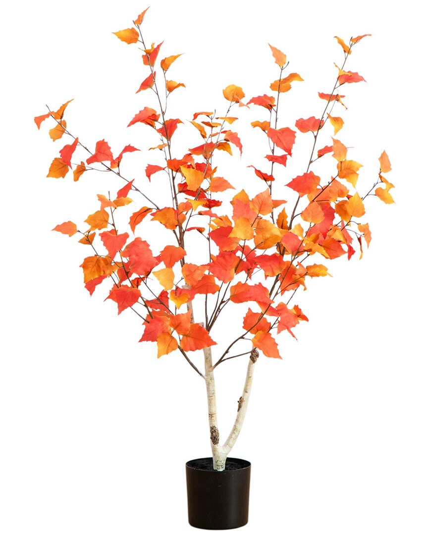 Nearly Natural 3ft. Autumn Birch Artificial Fall Tree In Orange