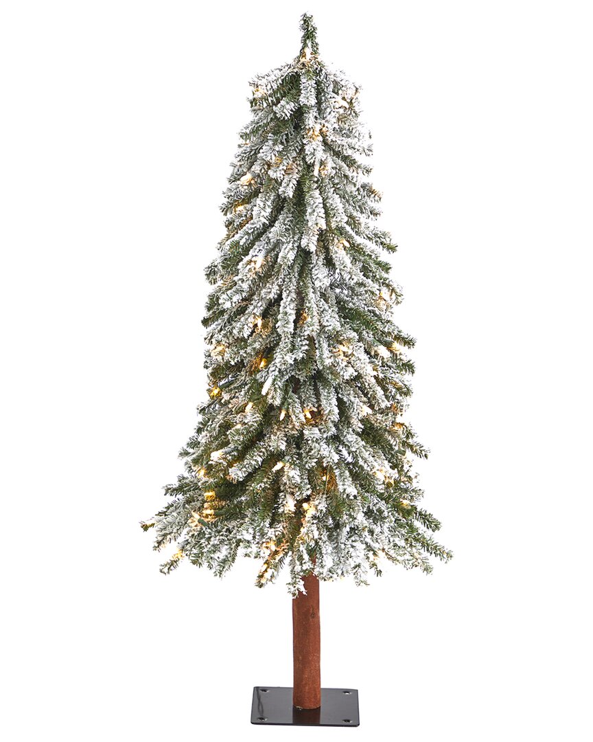 Nearly Natural 4ft. Flocked Grand Alpine Artificial Christmas Tree In Multi