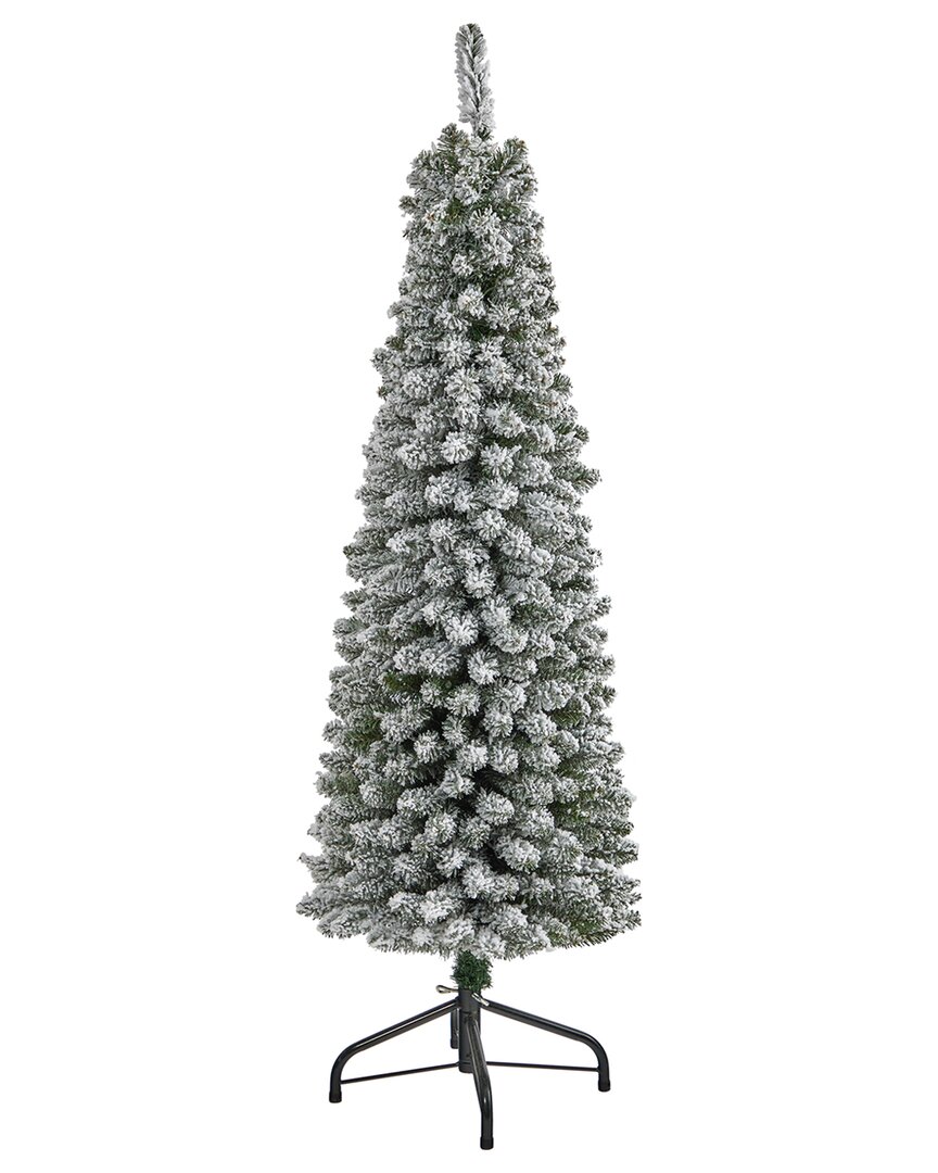 Nearly Natural 5ft. Flocked Pencil Artificial Christmas Tree In Gray