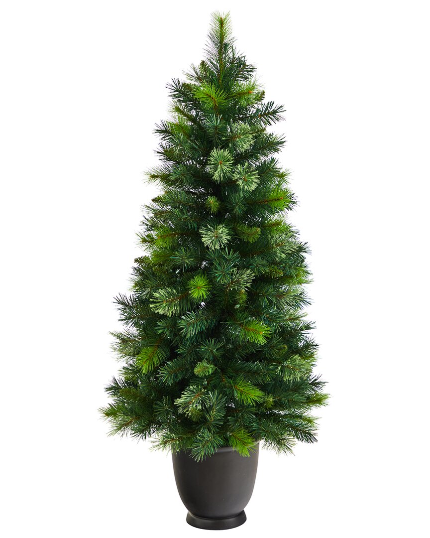 Nearly Natural 4.5ft. Oregon Pine Artificial Christmas Artificial In Decorative Planter In Green