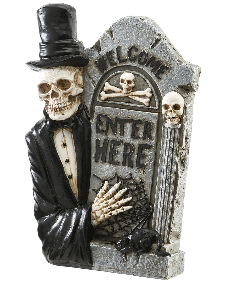National Tree Company 12 Skeleton Holding Tombstone In Black